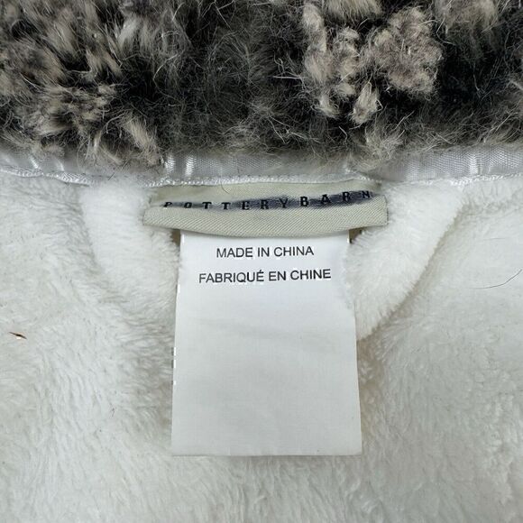 Vegan Pottery Barn Spa Comfy Faux Fur Wrap Around Tie Fleece Robe w Hood, Sz. L - Picture 5 of 11